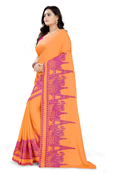 Indyancart RV Women's Rangoli Georgette With Embroidery Work Party Wear Saree (KVD5619)