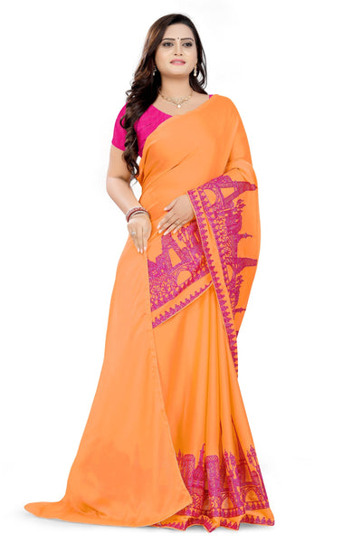 Indyancart RV Women's Rangoli Georgette With Embroidery Work Party Wear Saree (KVD5619)