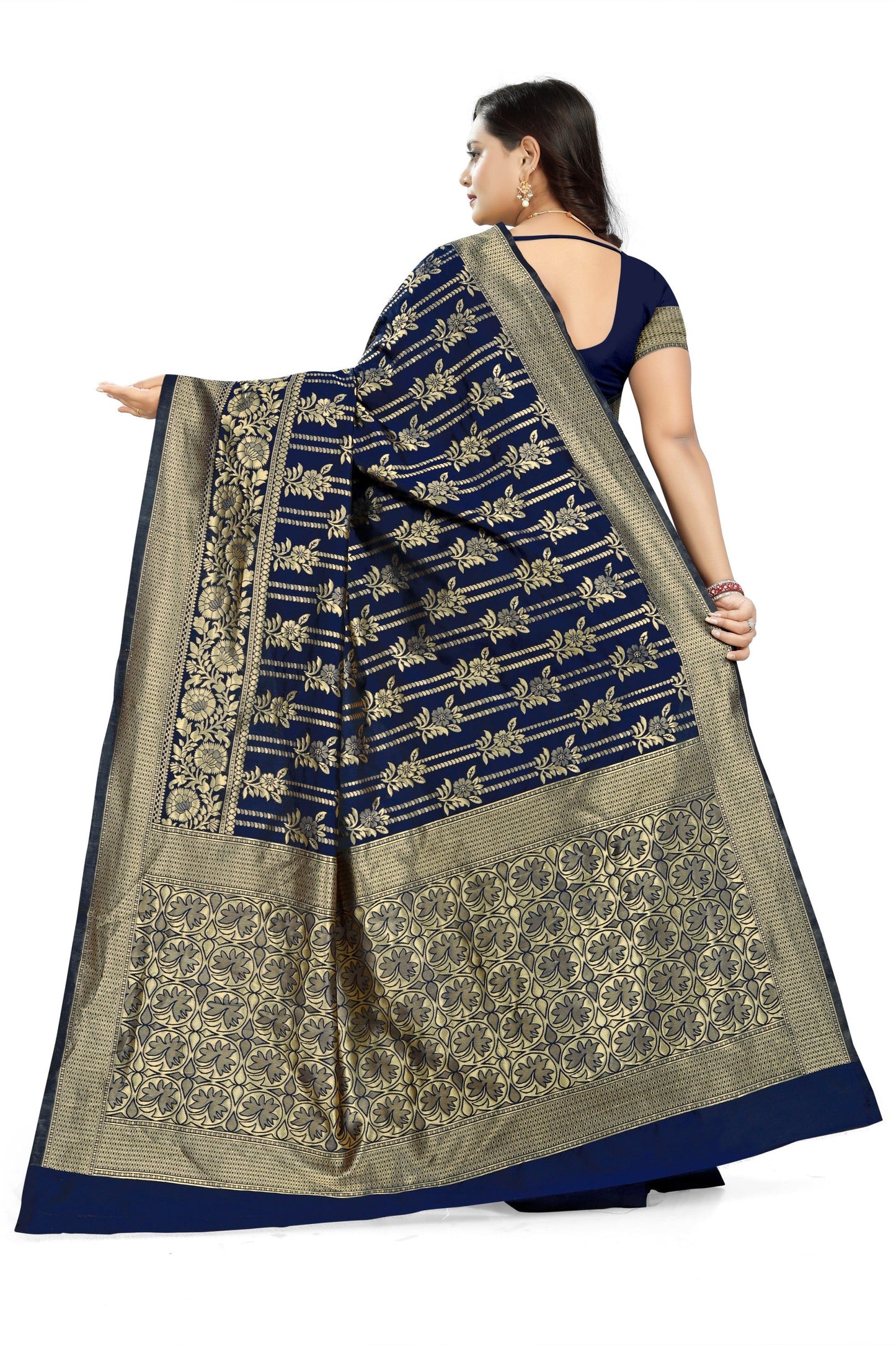 Indyancart RV Women's Jacquard Cotton Printed Saree with Unstitched Blouse ( KVD668 )