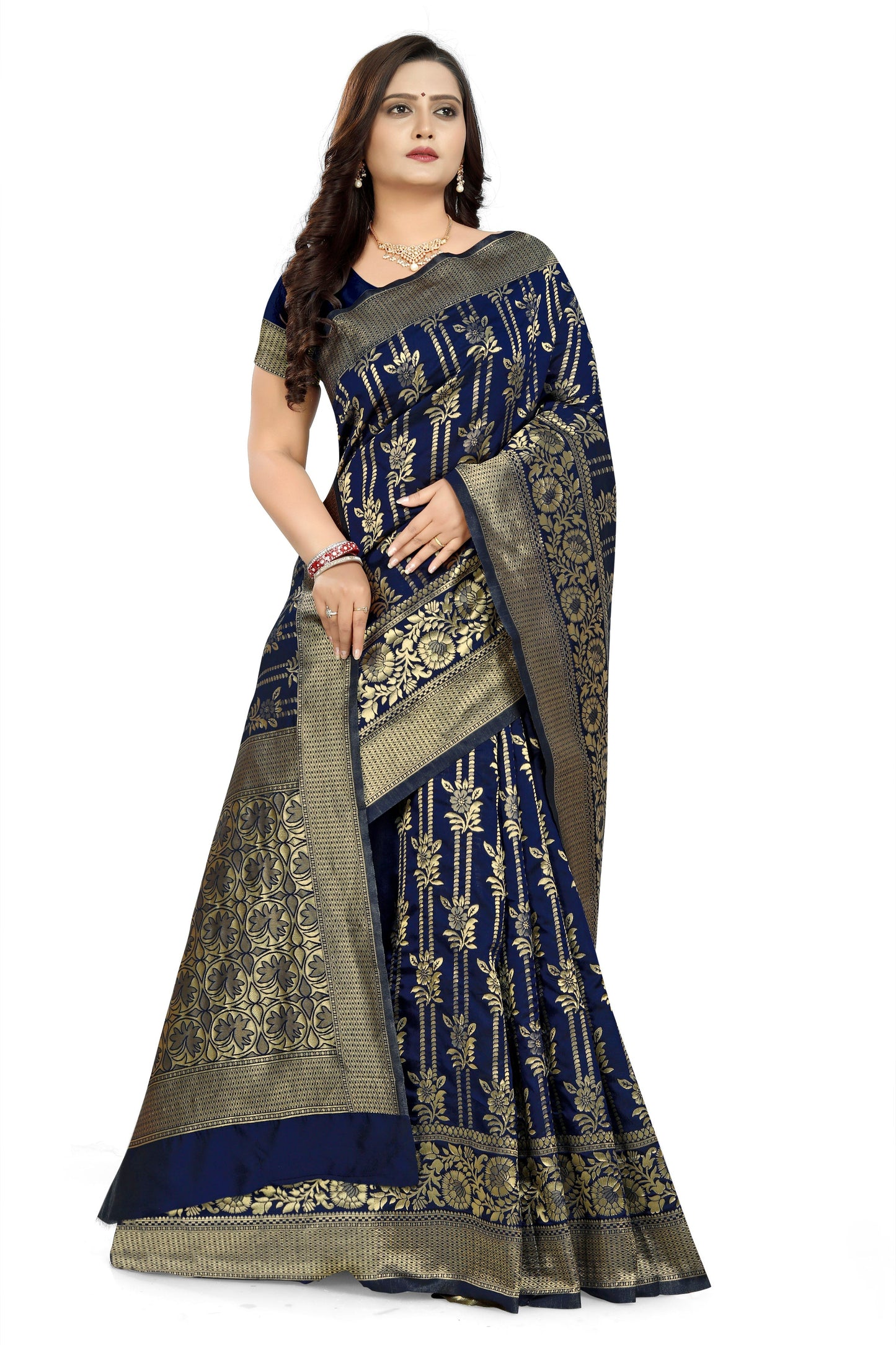 Indyancart RV Women's Jacquard Cotton Printed Saree with Unstitched Blouse ( KVD668 )
