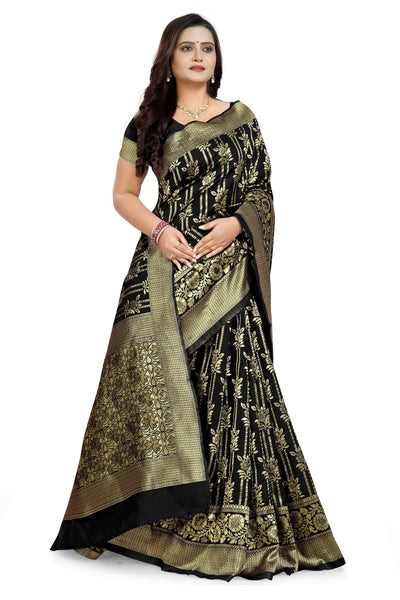 Indyancart RV Women's Jacquard Cotton Printed Saree with Unstitched Blouse ( KVD670 )