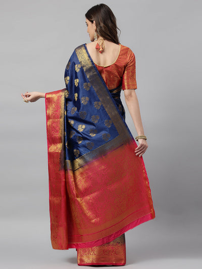 Indyancart RV Women's Banarasi Silk With Jacquard Print Saree  ( KVD685 )
