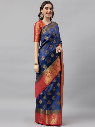 Indyancart RV Women's Banarasi Silk With Jacquard Print Saree  ( KVD685 )