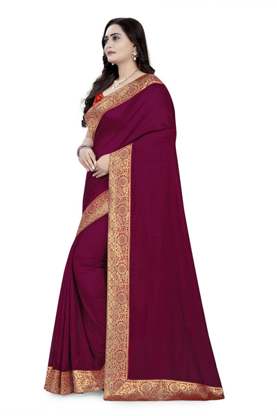 Indyancart RV Women's Vichitra Georgette With heavy jacquard Blouse Saree ( KVD737 )
