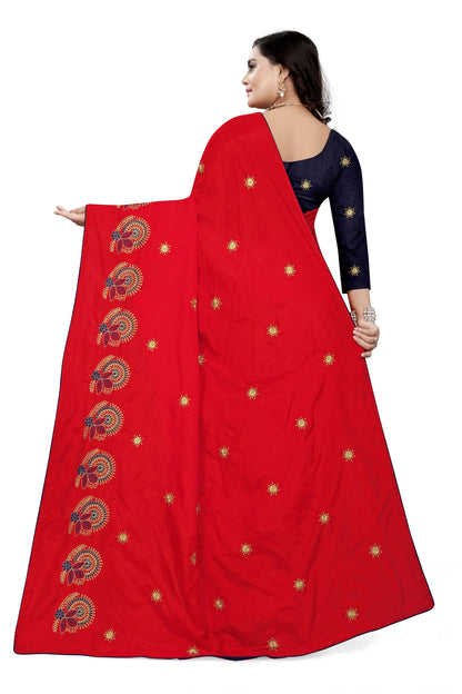 Indyancart RV Women's Sana Silk Thread Embroidery Saree ( KVD745 )