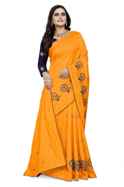 Indyancart RV Women's Sana Silk Thread Embroidery Saree ( KVD747 )