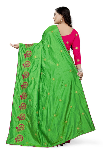 Indyancart RV Women's Sana Silk Thread Embroidery Saree ( KVD750 )
