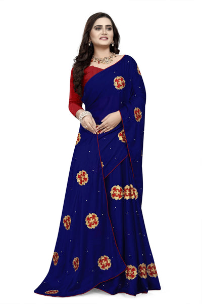 Indyancart RV Women's Rangoli With Embroidery and Pearl handwork Saree ( KVD754 )