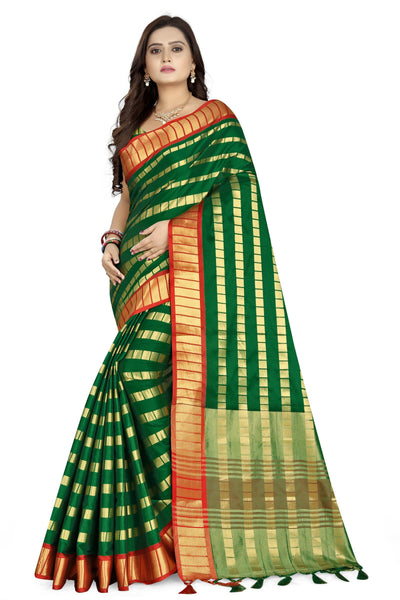 Indyancart RV Women's Silk Saree With Zari Weaving Contrast Border Saree ( KVD834 )