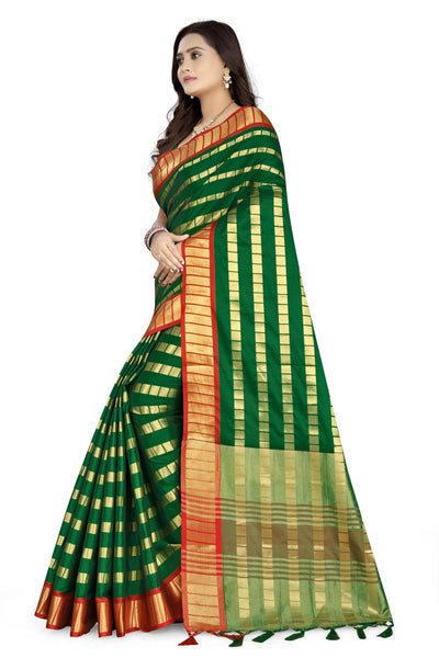 Indyancart RV Women's Silk Saree With Zari Weaving Contrast Border Saree ( KVD834 )