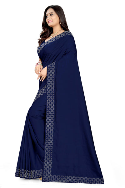 Indyancart RV Women's Vichitra With  Stone work Saree ( KVD853 )