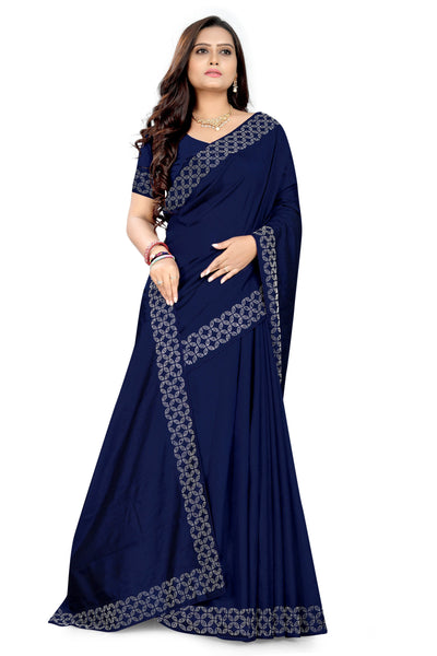 Indyancart RV Women's Vichitra With  Stone work Saree ( KVD853 )
