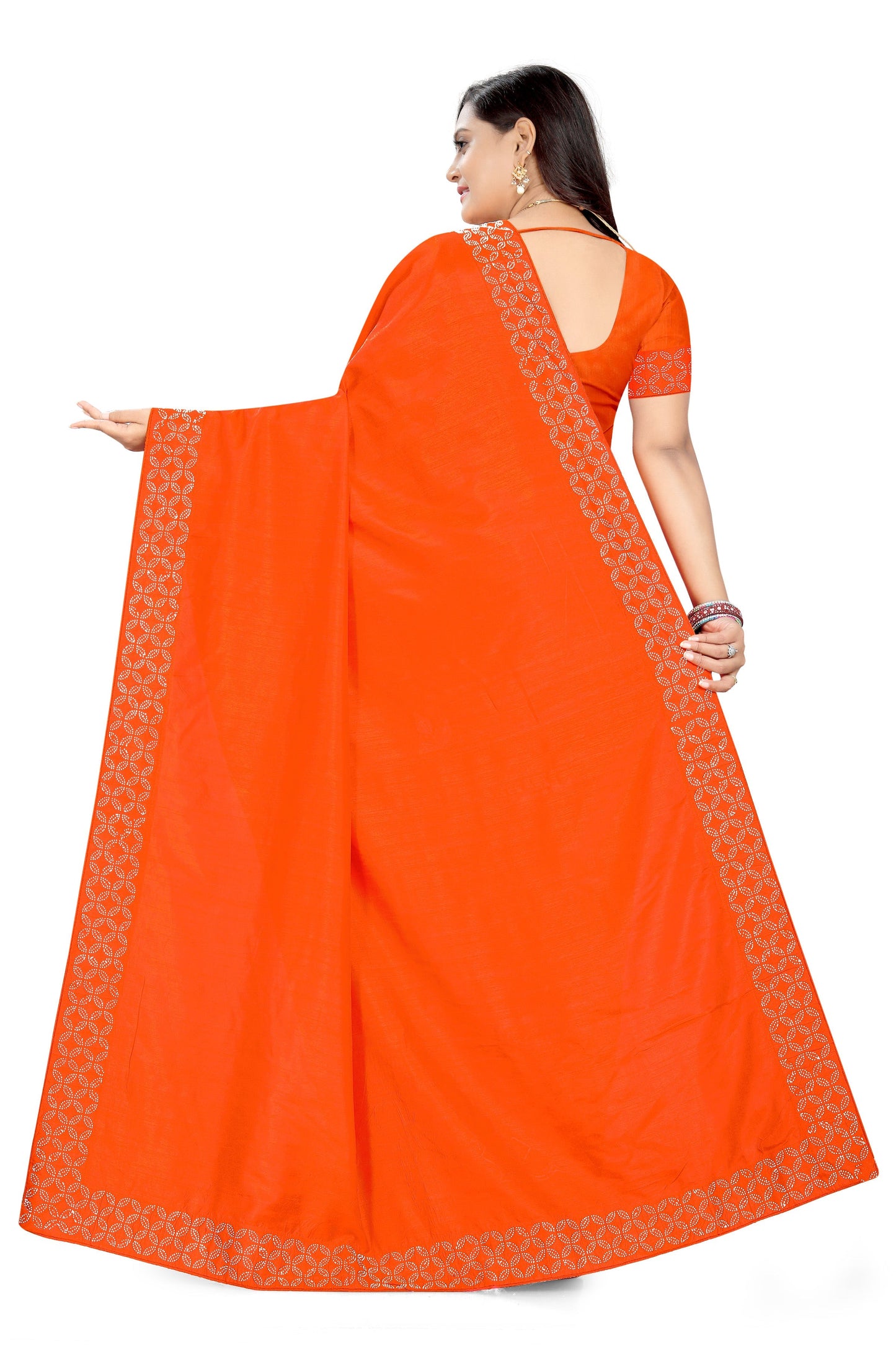 Dhiyona RV Women's Vichitra With  Stone work Saree ( KVD854 )