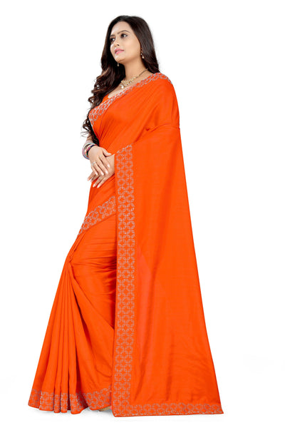 Indyancart RV Women's Vichitra With  Stone work Saree ( KVD854 )