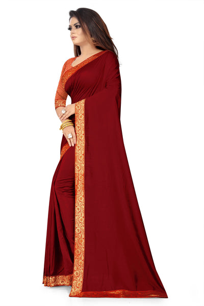 Indyancart RV Women's Vichitra Georgette With heavy jacquard Blouse Saree ( KVD857 )