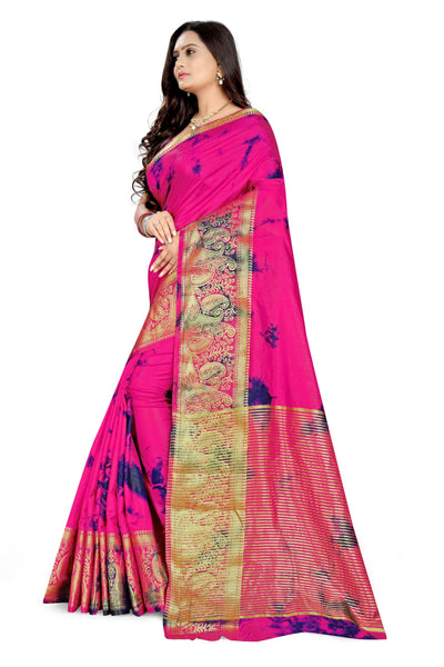 Indyancart RV Women's Banarasi Silk With Jacquard Print Saree  ( KVD899 )