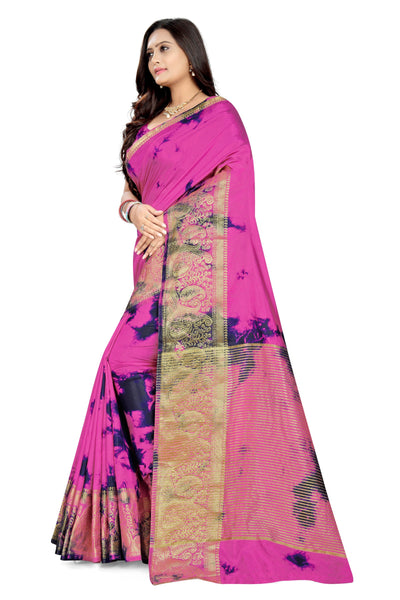 Indyancart RV Women's Banarasi Silk With Jacquard Print Saree  ( KVD901 )