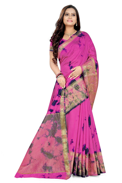 Indyancart RV Women's Banarasi Silk With Jacquard Print Saree  ( KVD901 )