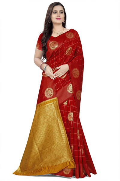 Indyancart RV Women's Banarasi Cotton Silk With Zari weaving  Saree  ( KVD906 )
