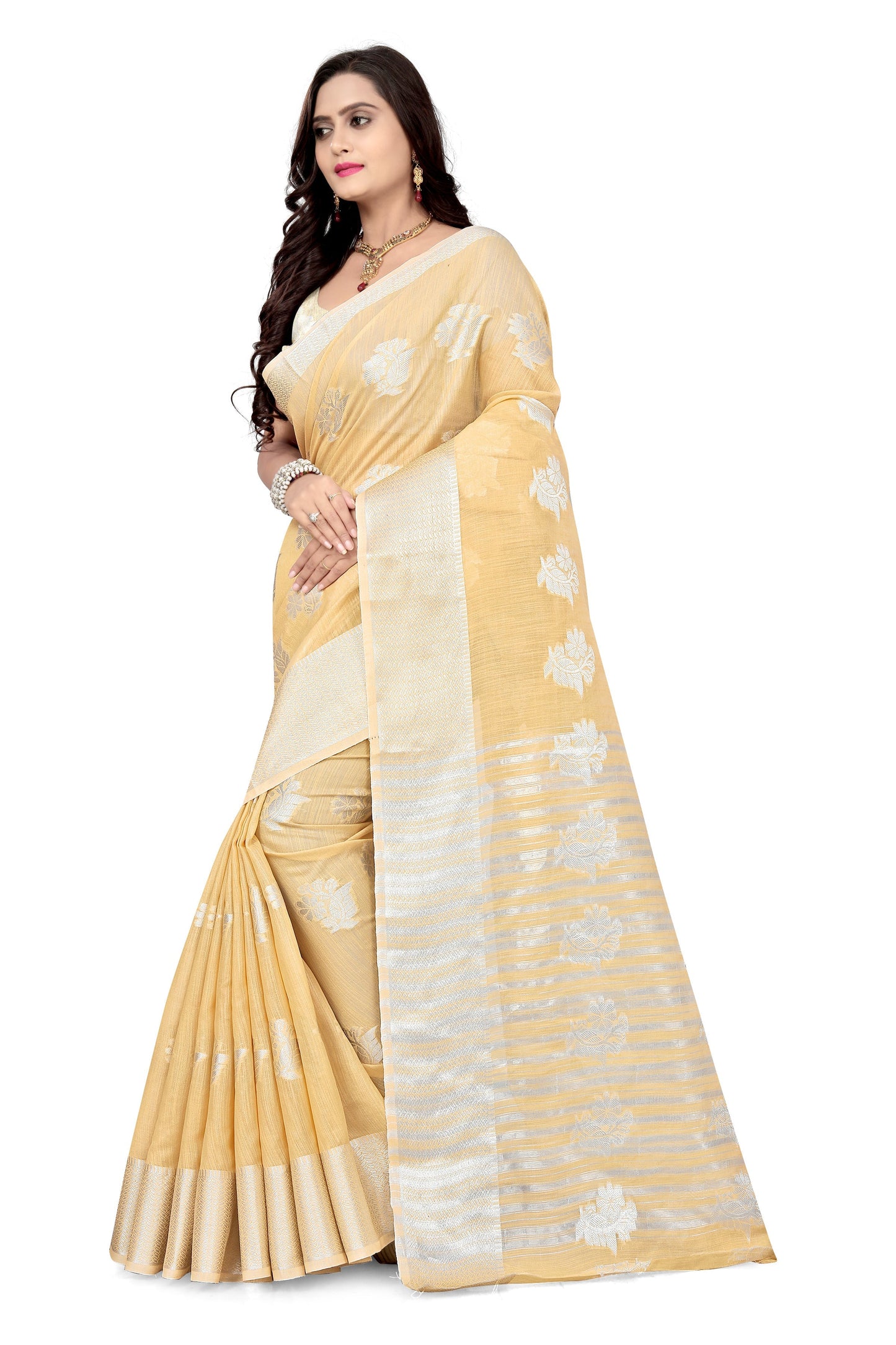 Dhiyona RV Women's Banarasi Cotton Silk With Silver Zari weaving  Saree  ( KVD976 )