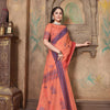Dhiyona GR Women's Riwaz Coral Orange Soft Linen Woven Saree