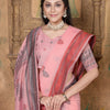 Dhiyona GR Women's Riwaz Cherry Blossom Pink Soft Linen Woven Saree