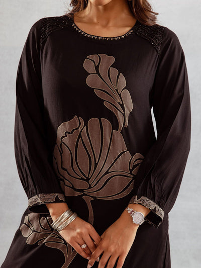 Indyancart SN Women's Floral Printed Straight Kurta & Palazzos