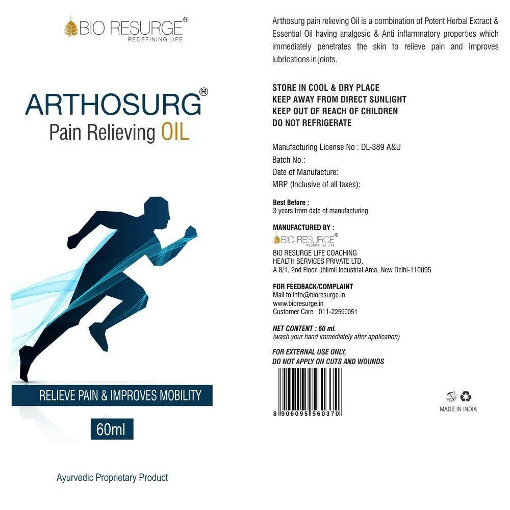 Bio Resurge Life Arthosurg Pain Relieving Oil - Indyancart