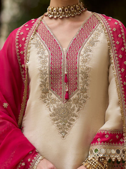 Women Ethnic Motifs Embroidered Regular Mirror Work Kurta with Trousers & With Dupatta