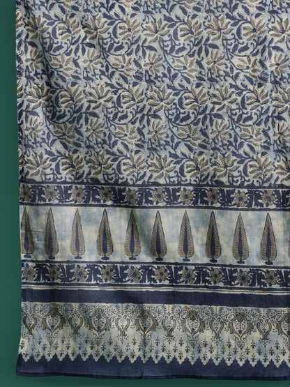 Indyancart IE Floral Printed Straight Pure Cotton Kurta with Salwar & Dupatta