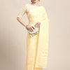 Women's Brasso Off White Printed Designer Saree With Blouse Piece