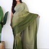 Women's Georgette Black Printed Ready to Wear With Blouse Piece