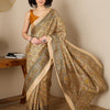 Women's Tussar Silk Mustard Printed Ready to Wear With Blouse Piece