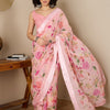 Women's Cotton Silk Light Pink  Printed Ready to Wear With Blouse Piece