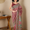 Women's Silk Blend Brown Printed Ready to Wear With Blouse Piece