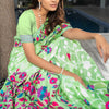 Dhiyona GR Women's Ruhani Mint Green Cotton Jamdani Saree
