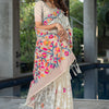 Indyancart GR Women's Ruhani Simply Off-White Cotton Jamdani Saree
