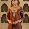 Dhiyona IE Women Ethnic Motifs Yoke Design Regular Sequinned Kurta with Trousers