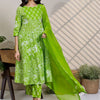 Dhiyona IE Women Floral Printed Regular Pure Cotton Kurta with Trousers & With Dupatta