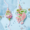 Dhiyona Set Of 2 Leaf Design Pearls & Artificial Stones Bhaiya Bhabhi Rakhi With Roli Chawal