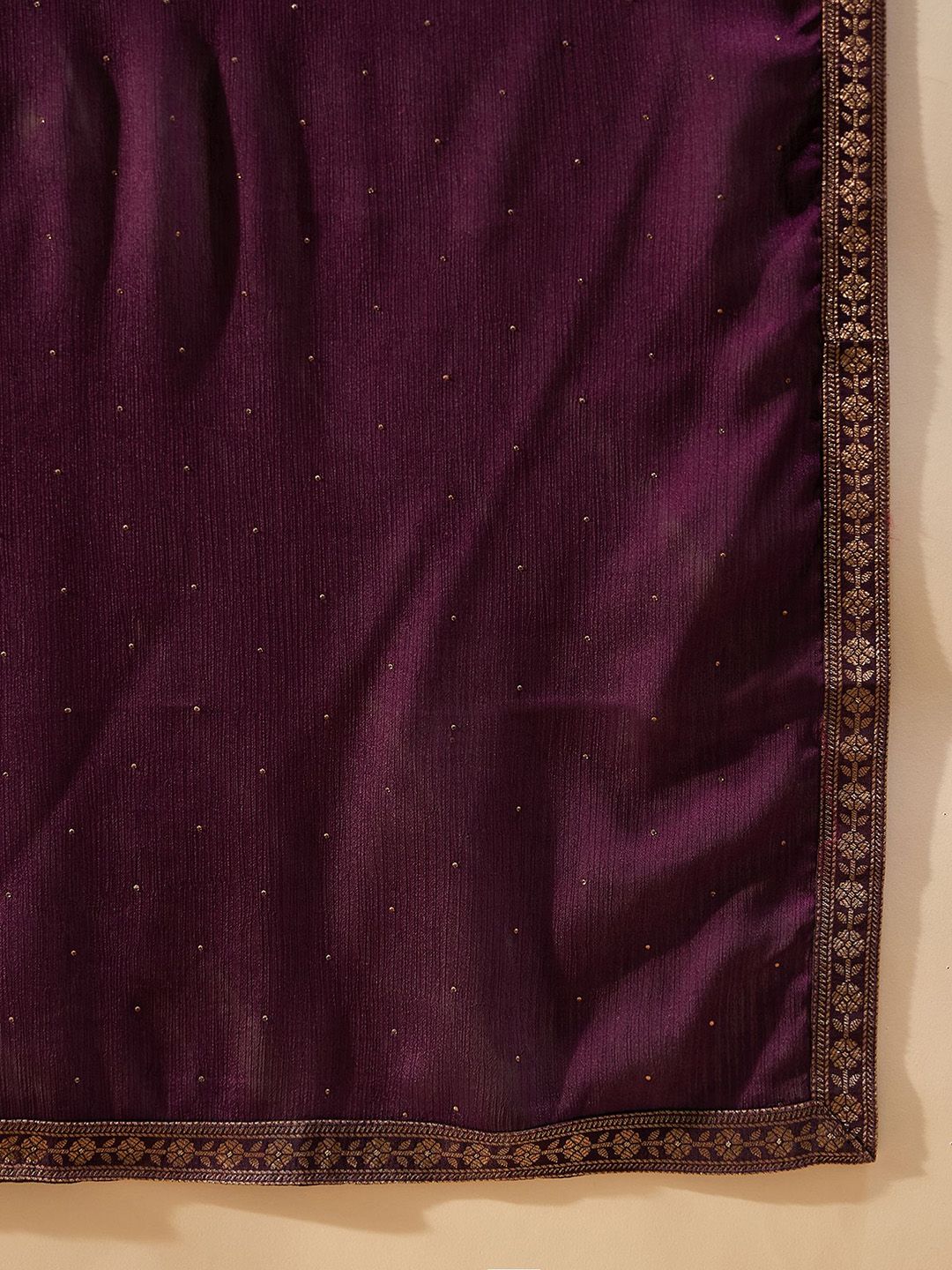 Indyancart IE Burgundy Floral Woven Design Thread Work Straight Kurta with Trousers & Dupatta