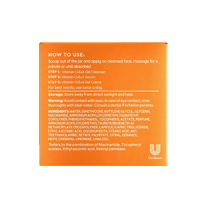 Ponds Bright Beauty 1% Vit C+E+A face gel crème in a jar, showing the creamy texture and bright packaging.