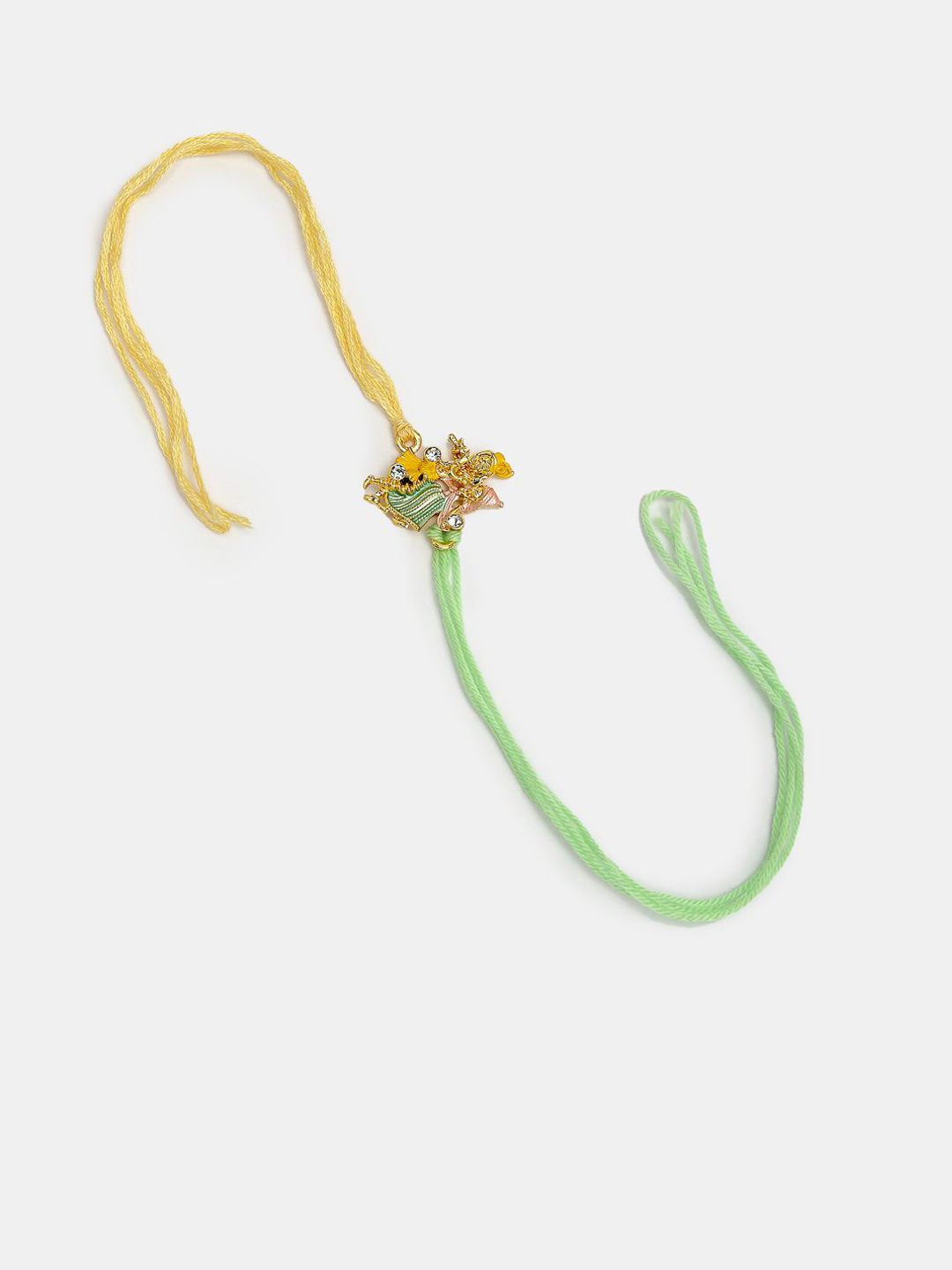 Anouk Unisex Set Of 2 Multicolor Gold-Toned Radha Krishna Beaded Bhaiya Bhabhi Rakhi