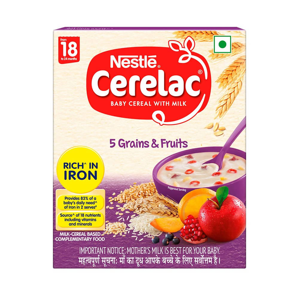 Nestle Cerelac Baby Cereal with Milk, 5 Grains & Fruits – From 18 to 24 Months - Indyancart