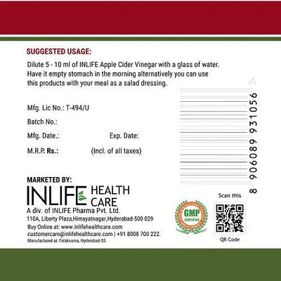 Inlife Apple Cider Vinegar With Mother Vinegar