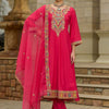 Dhiyona IE Women Geometric Embroidered A-Line Kurta with Trousers & Dupatta