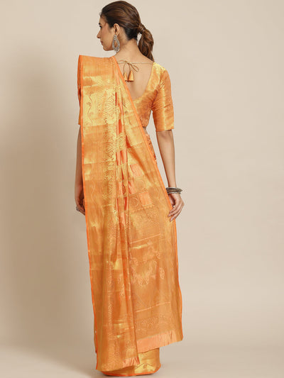 Indyancart RV Women's Royal Banarasi Cotton Silk Zari Woven Saree with Matching Blouse ( KVD1695 )