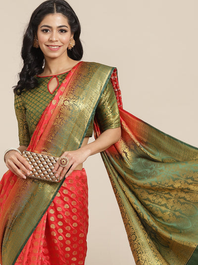 Indyancart RV Women's Banarasi Cotton Silk With Zari weaving Saree  ( KVD1001 )