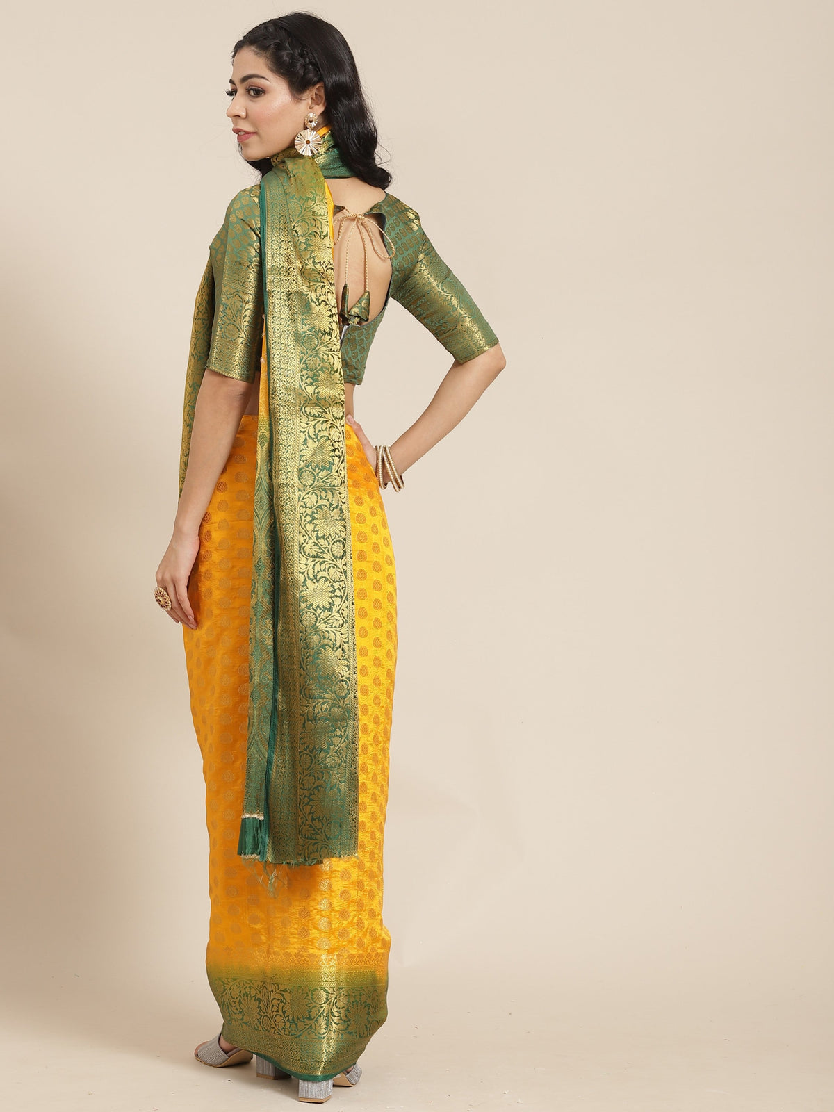 Indyancart RV Women's Banarasi Cotton Silk With Zari weaving Saree  ( KVD1002 )