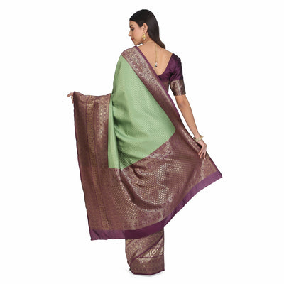 Indyancart RV Women's Banarasi Cotton Silk With Zari weaving Saree  ( KVD1008 )